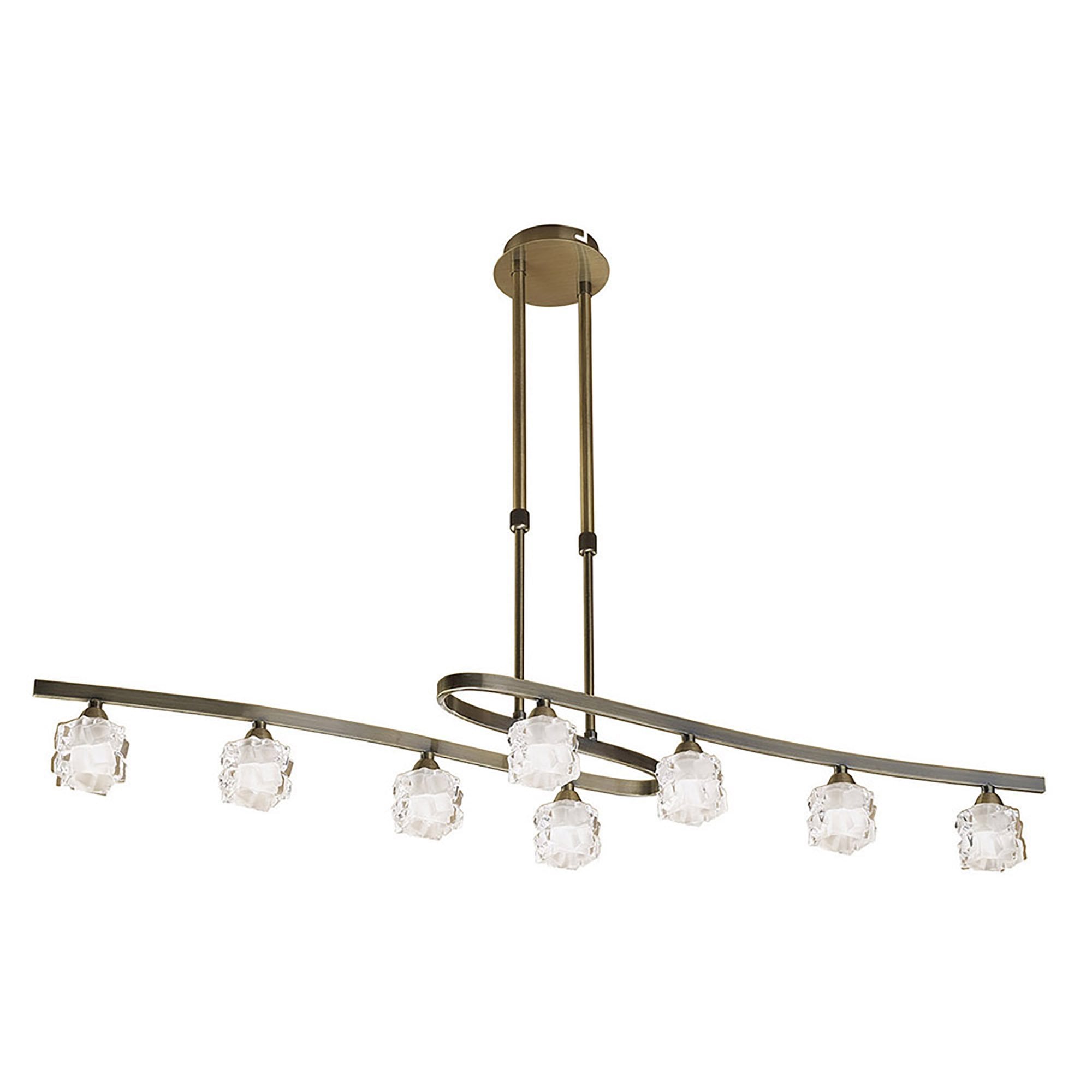 M1860 Ice Rectangular Telescopic 8 Light G9 ECO Antique Brass