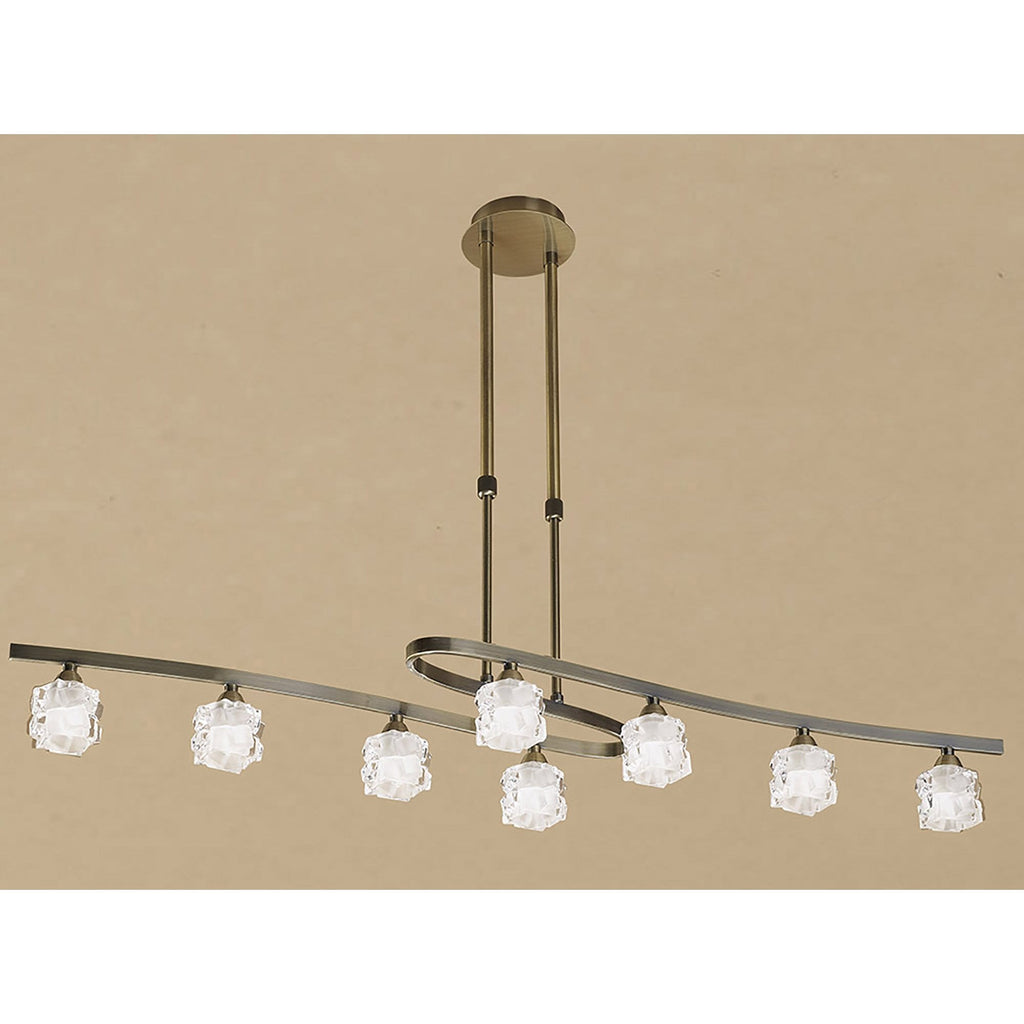 M1860 Ice Rectangular Telescopic 8 Light G9 ECO Antique Brass