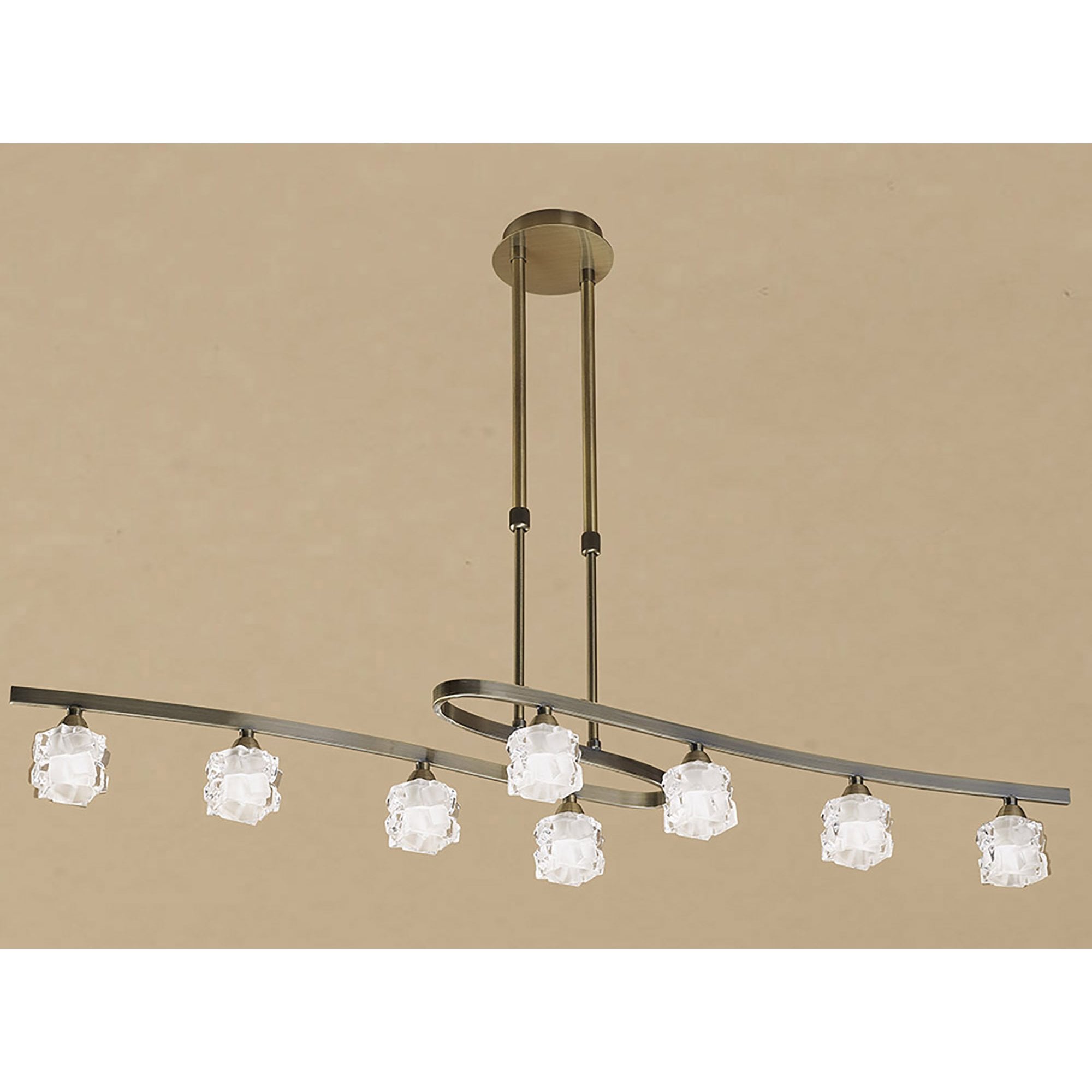 M1860 Ice Rectangular Telescopic 8 Light G9 ECO Antique Brass