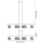 M1861 Ice Rectangular Telescopic Convertible To Semi Flush 6 Light G9 ECO Antique Brass