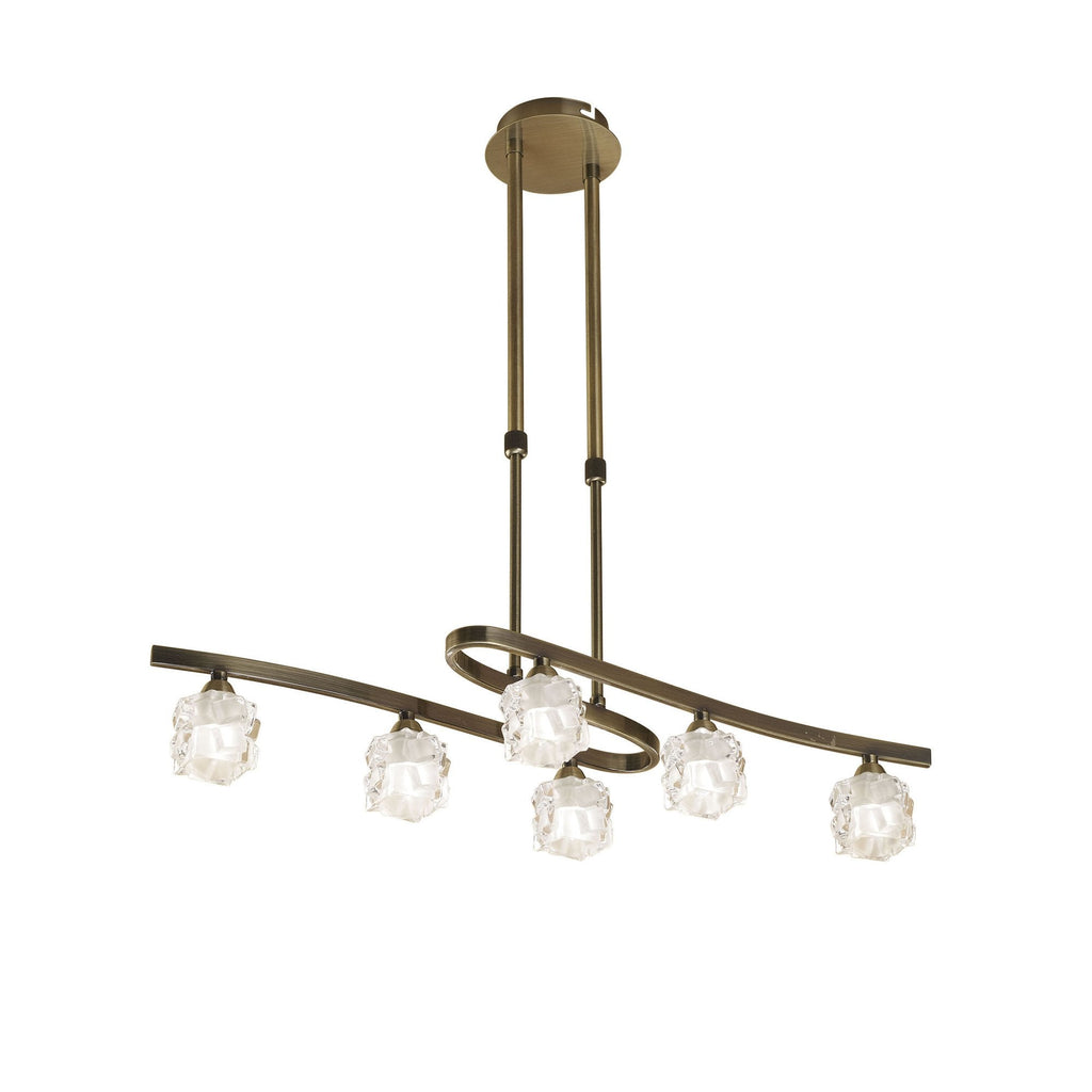 M1861 Ice Rectangular Telescopic Convertible To Semi Flush 6 Light G9 ECO Antique Brass