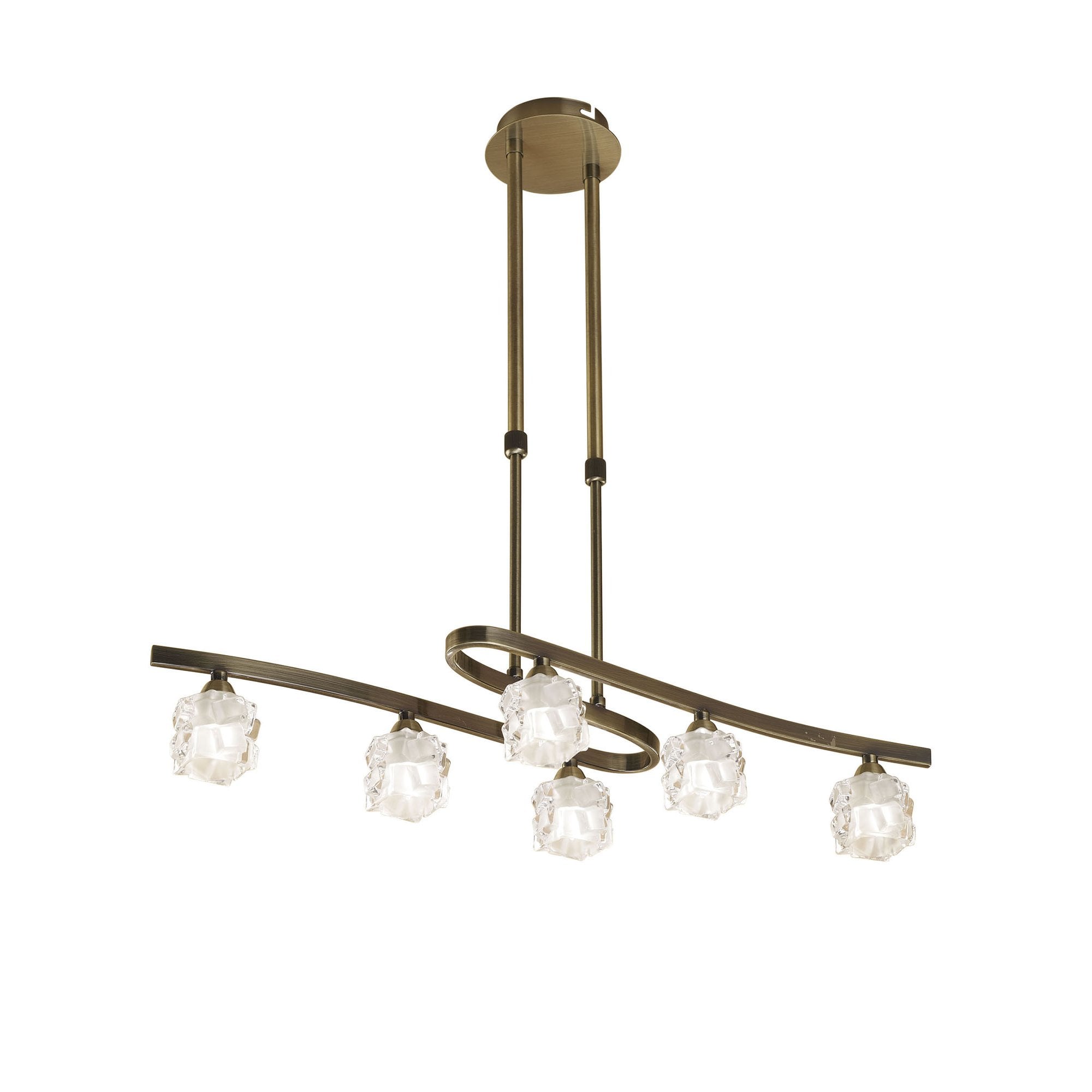 M1861 Ice Rectangular Telescopic Convertible To Semi Flush 6 Light G9 ECO Antique Brass