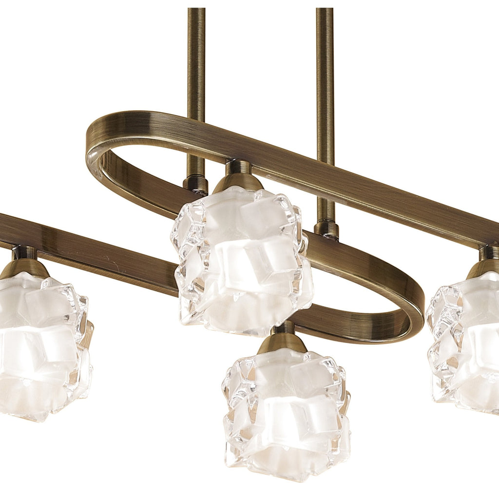 M1861 Ice Rectangular Telescopic Convertible To Semi Flush 6 Light G9 ECO Antique Brass