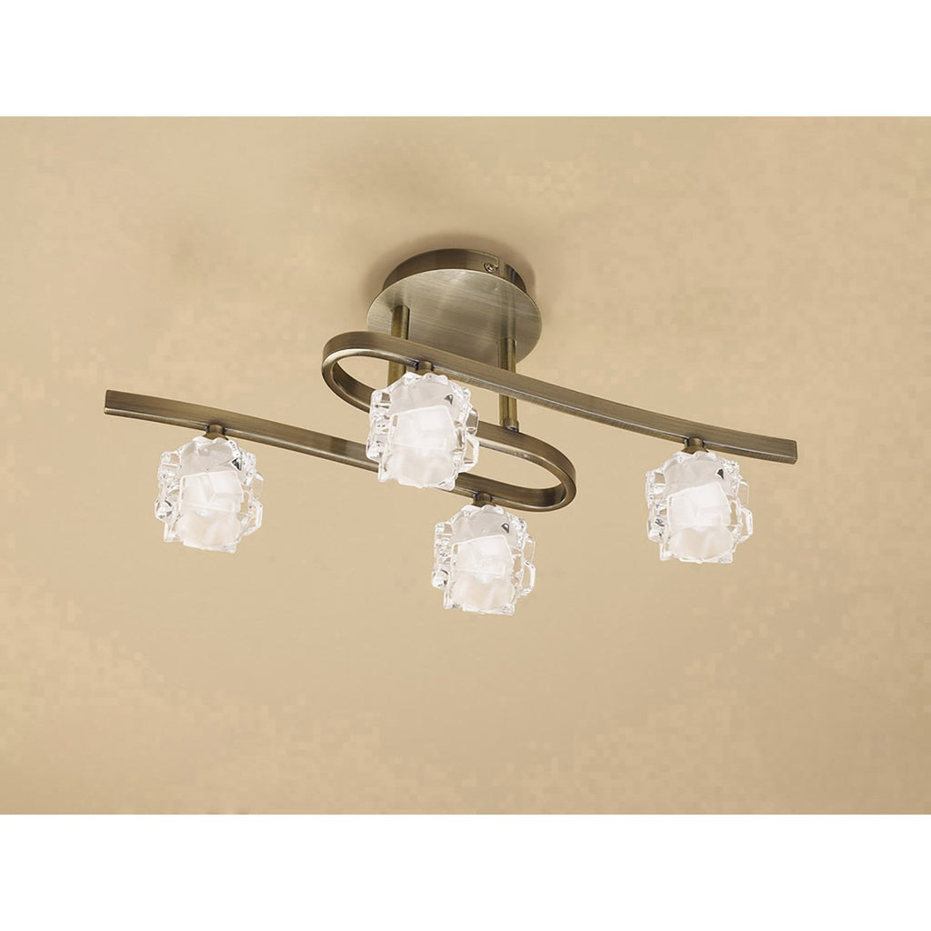 M1863 Ice Square Ceiling 4 Light G9 ECO Antique Brass
