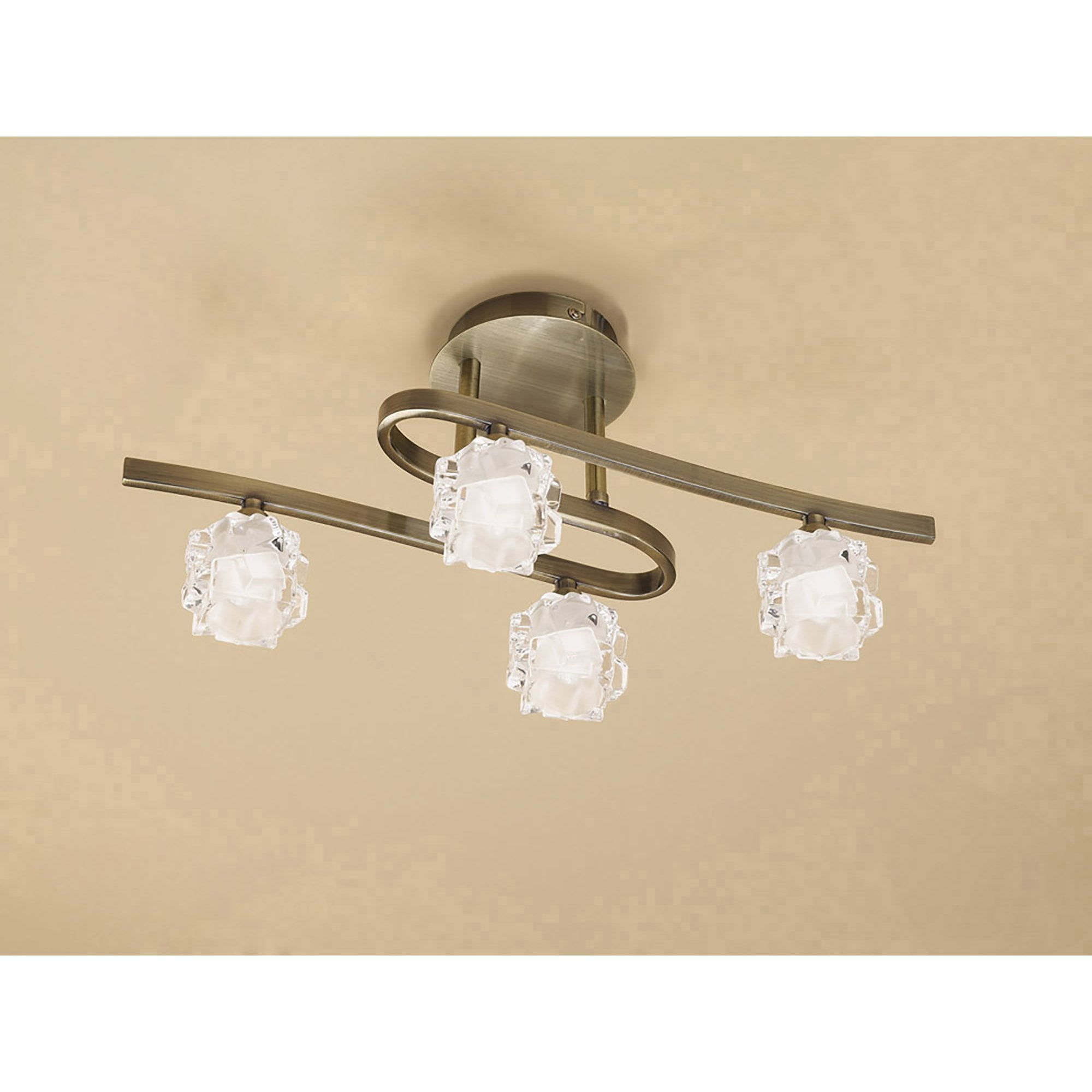 M1863 Ice Square Ceiling 4 Light G9 ECO Antique Brass