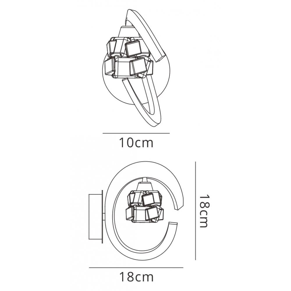 M1865/S Ice Wall Lamp Switched 1 Light G9 ECO Antique Brass