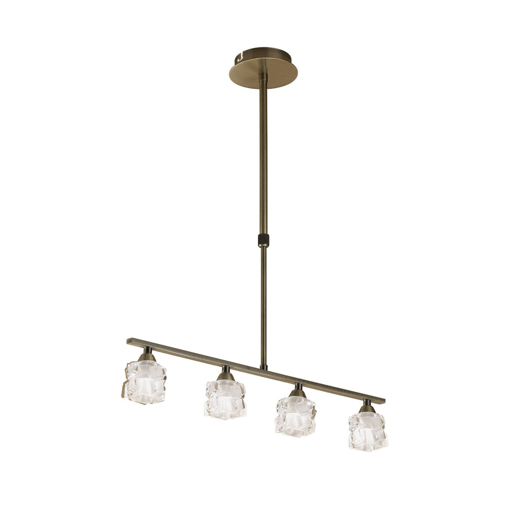 M1867 Ice Linear Pendant 4 Light G9 ECO Bar Antique Brass
