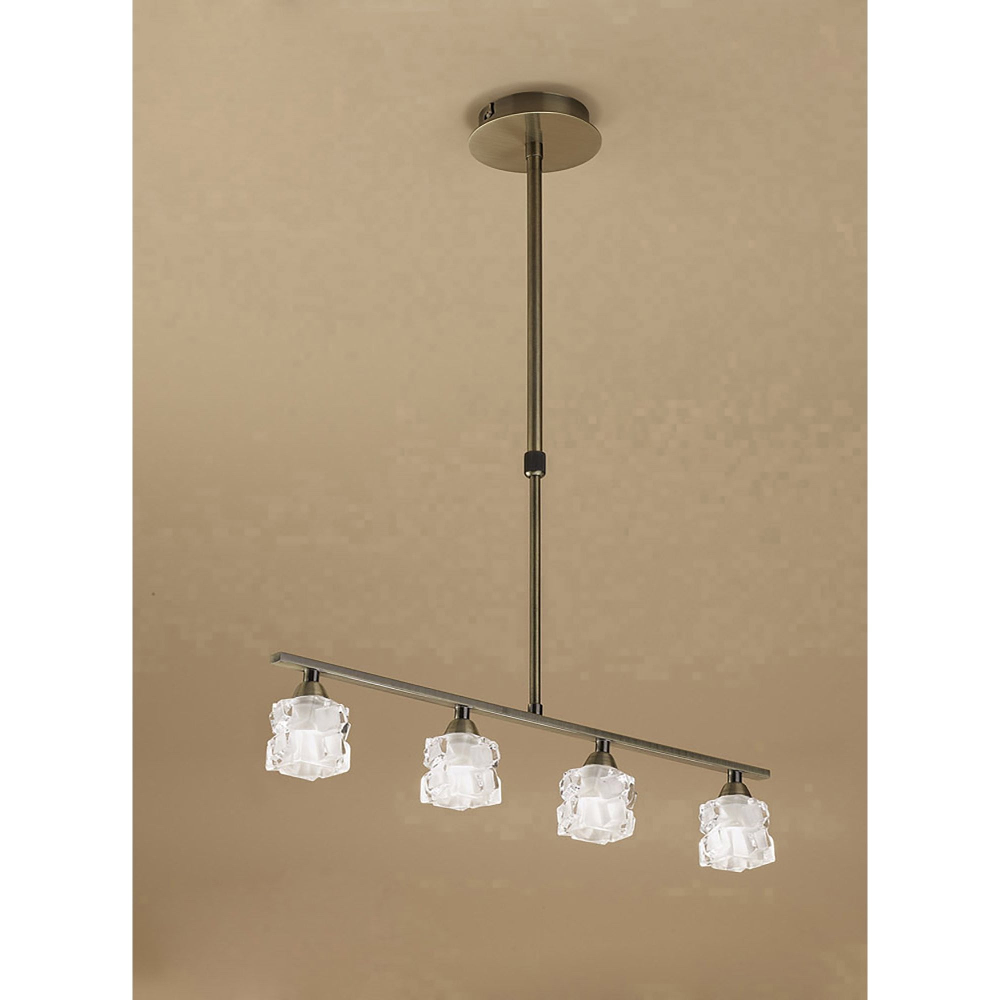 M1867 Ice Linear Pendant 4 Light G9 ECO Bar Antique Brass