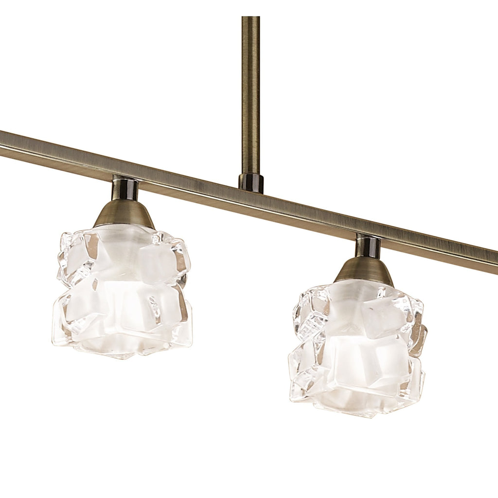 M1867 Ice Linear Pendant 4 Light G9 ECO Bar Antique Brass