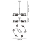 M3750 Iku Telescopic Convertible To Semi Flush 6 Light G9 Satin Nickel