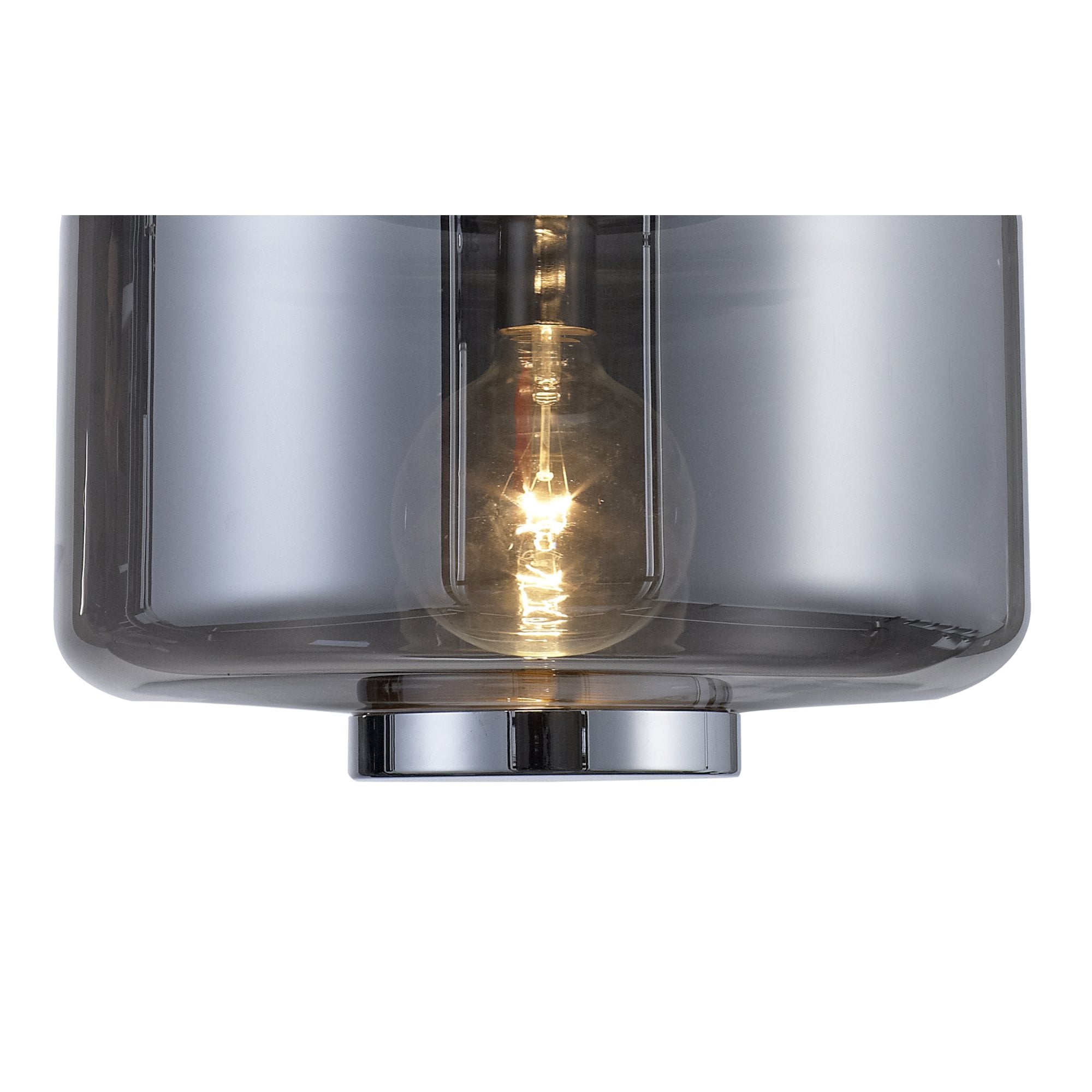 M6191 Jarras Pendant 40cm Round 1 Light Chrome / Ash Grey Glass