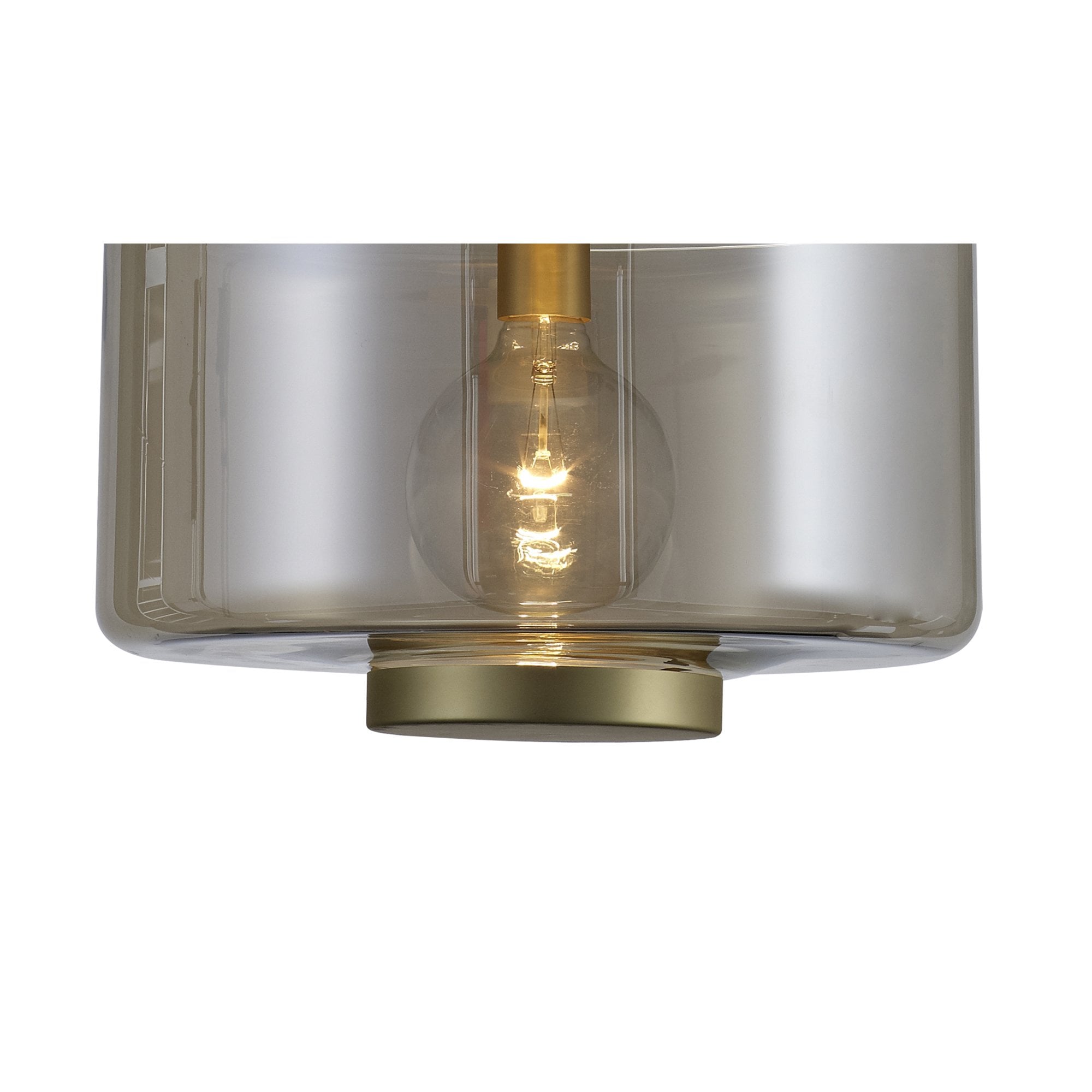 M6192 Jarras Pendant 40cm Round 1 Light Matt Gold / Cognac Glass