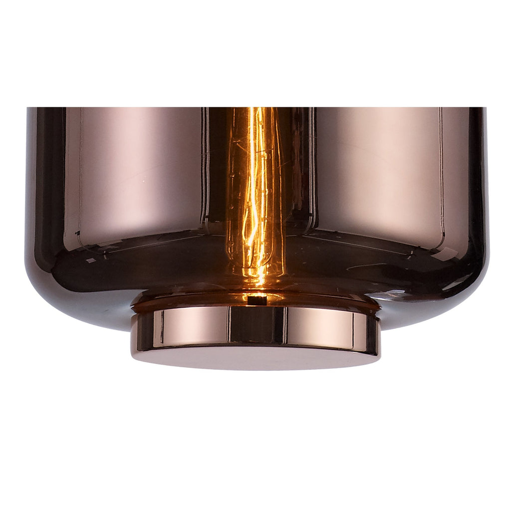 M6193 Jarras Pendant 30cm Round 1 Light Copper / Rose Gold Glass