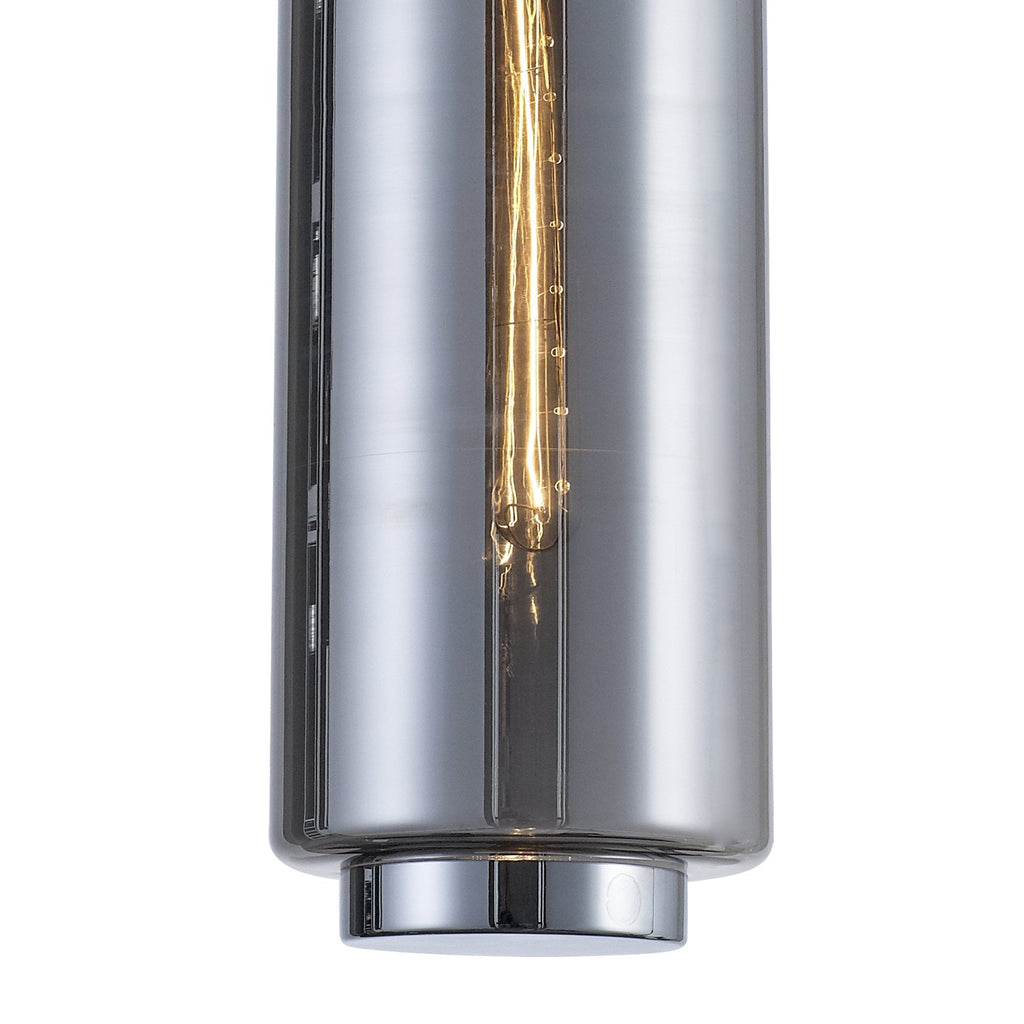 M6197 Jarras Pendant 20cm Round 1 Light Chrome/Ash Grey Glass