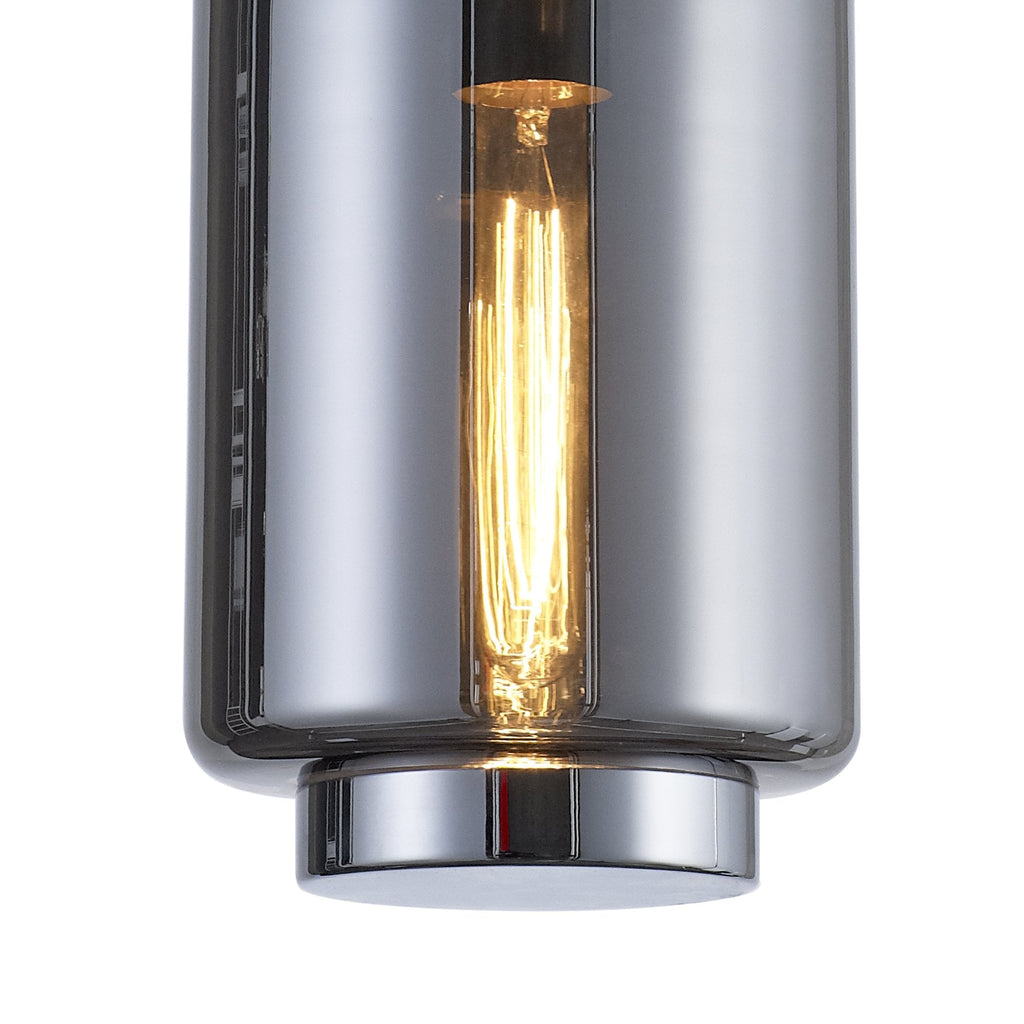 M6200 Jarras Pendant 20cm Round 1 Light Chrome/Ash Grey Glass