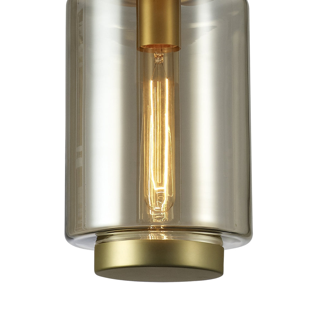 M6201 Jarras Pendant 20cm Round 1 Light Matt Gold/Cognac Glass