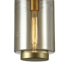 M6201 Jarras Pendant 20cm Round 1 Light Matt Gold/Cognac Glass