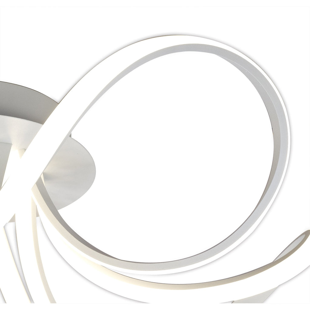 M6037 Knot Blanco Ceiling 74cm Round 5 Looped Arms 60W LED Dimmable White/Frosted Acrylic