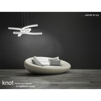 M4994 Knot Dimmable Ceiling 48cm Round 36W LED 3 Looped Arms Silver/Frosted Acrylic