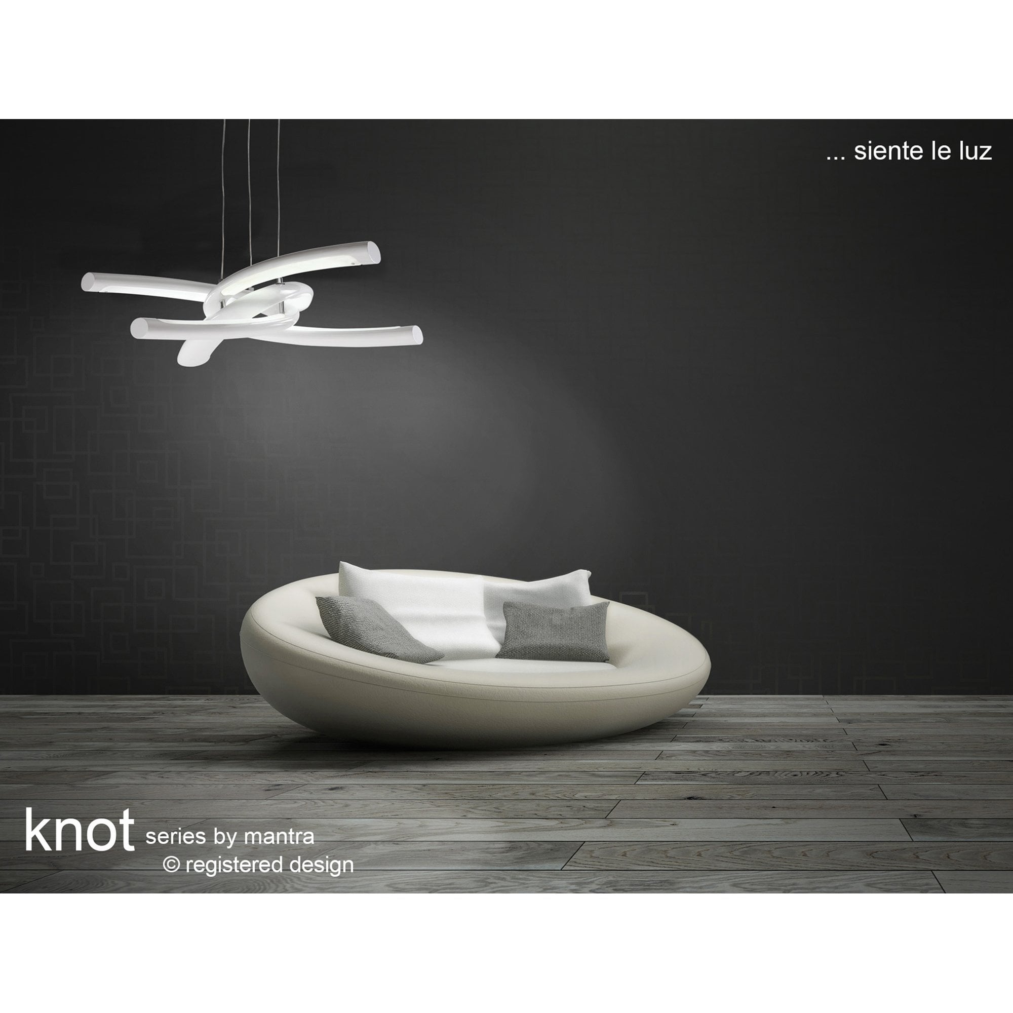 M4994 Knot Dimmable Ceiling 48cm Round 36W LED 3 Looped Arms Silver/Frosted Acrylic