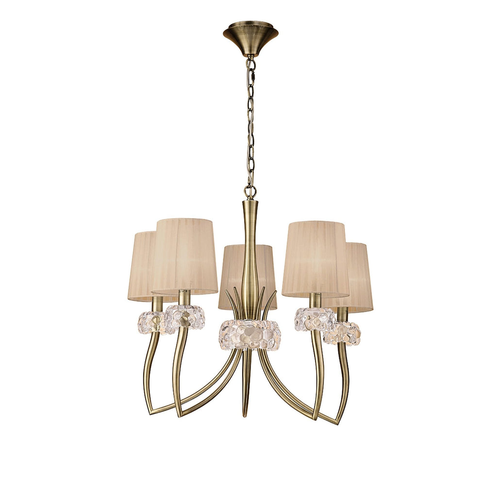 M4631AB/SB Loewe Pendant 5 Light E14 Antique Brass Soft Bronze Shades