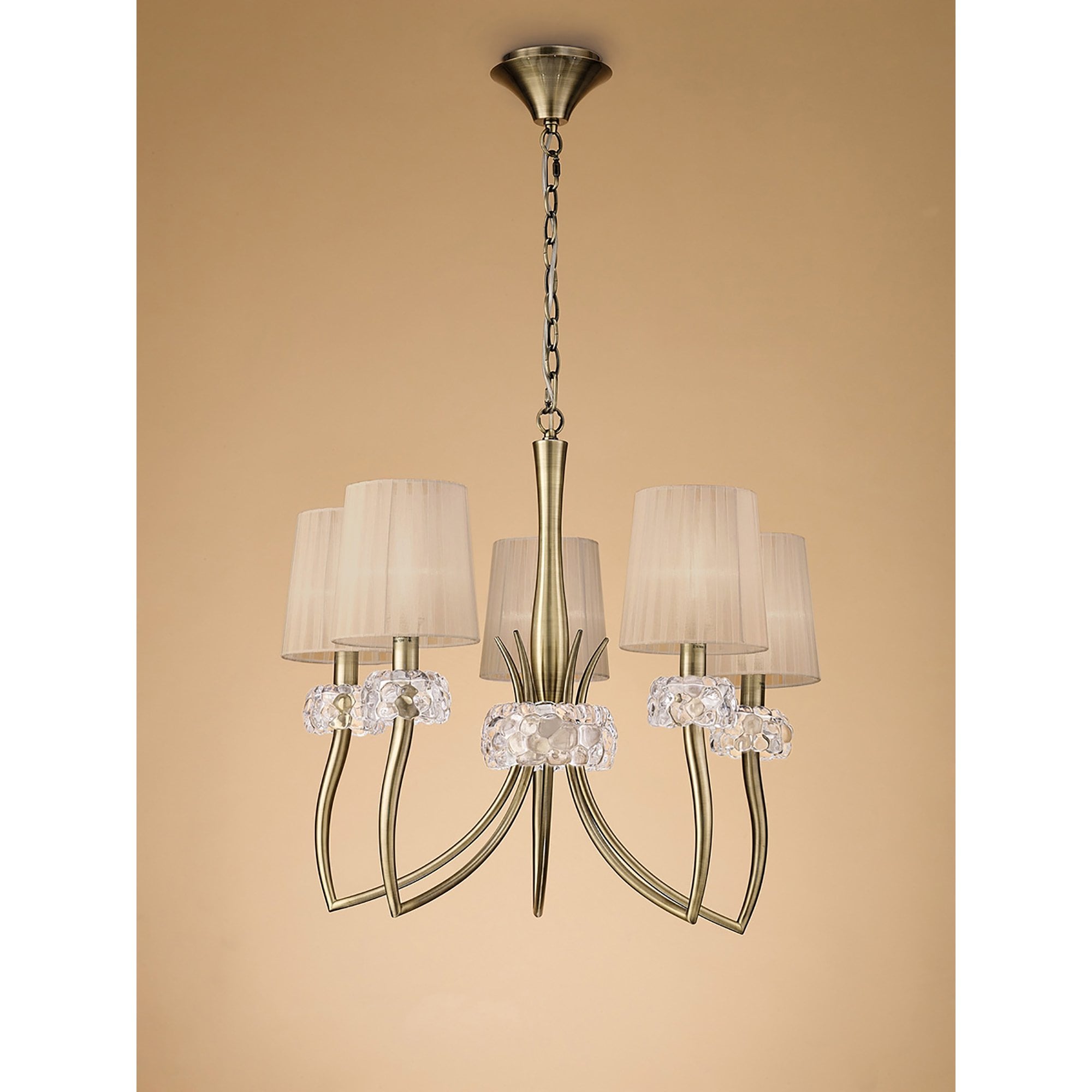 M4631AB/SB Loewe Pendant 5 Light E14 Antique Brass Soft Bronze Shades
