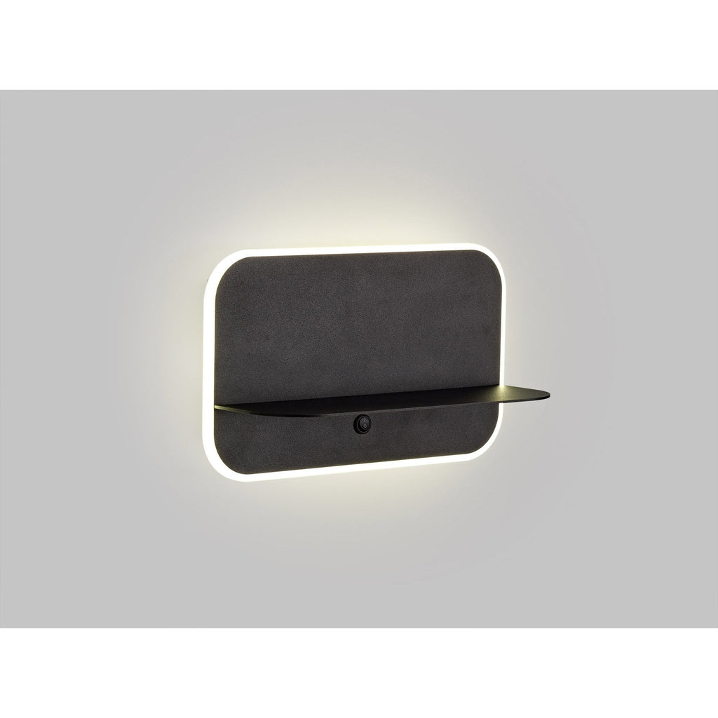 M6876 Lanzarote Wall Lamp Shelf USB Sockets 18W LED Matt Black