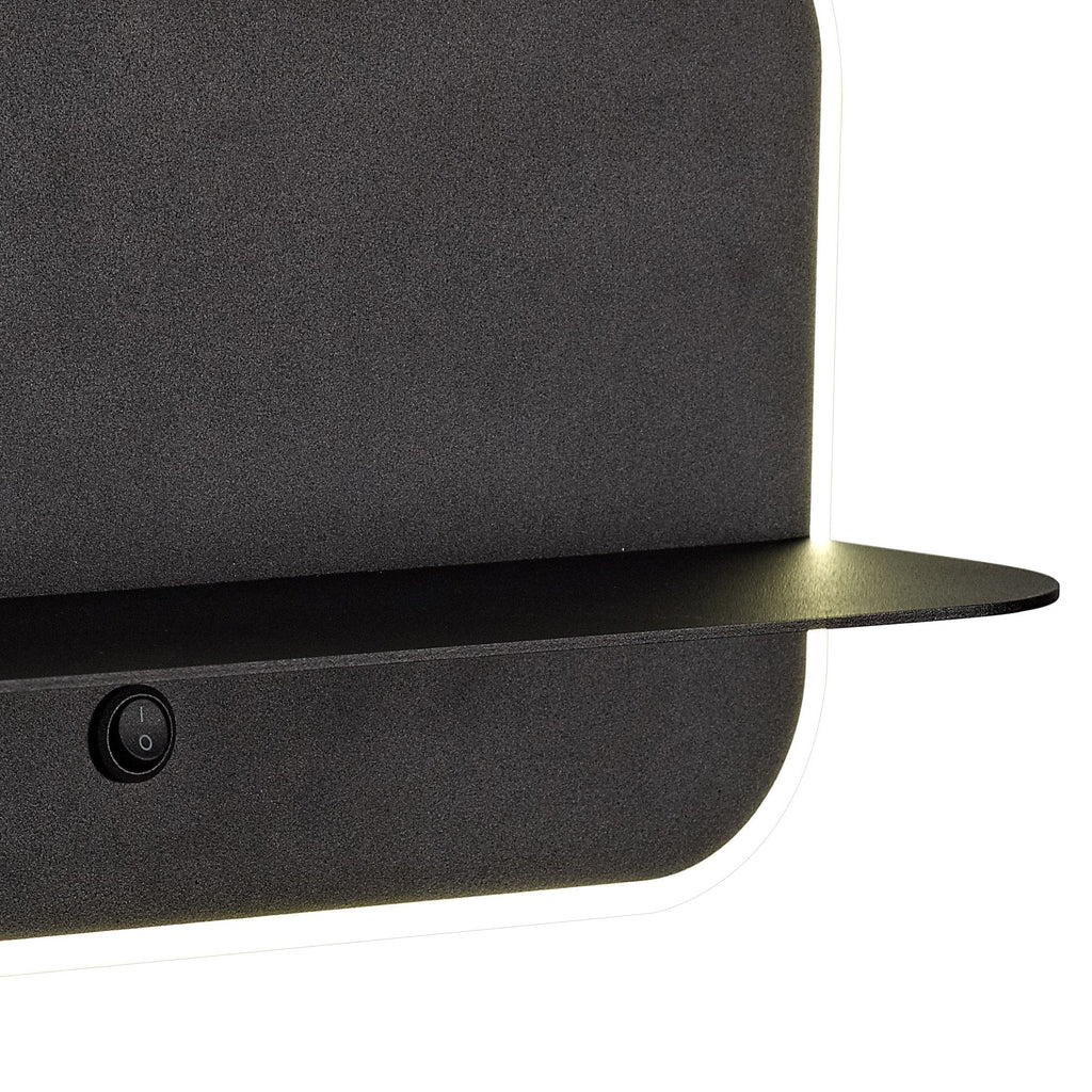 M6876 Lanzarote Wall Lamp Shelf USB Sockets 18W LED Matt Black