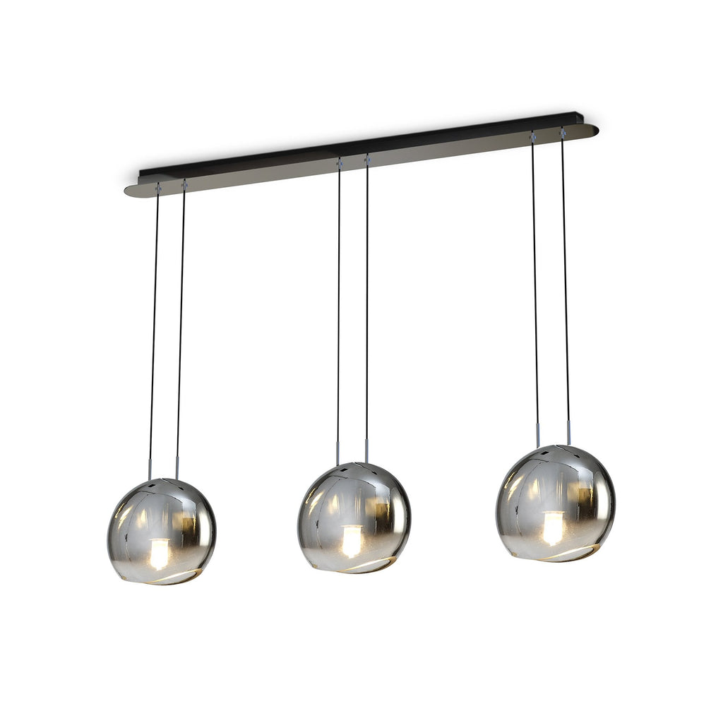 M6189 Lens Linear Pendant 3 Light Chrome Glass