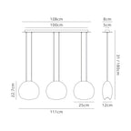M6189 Lens Linear Pendant 3 Light Chrome Glass