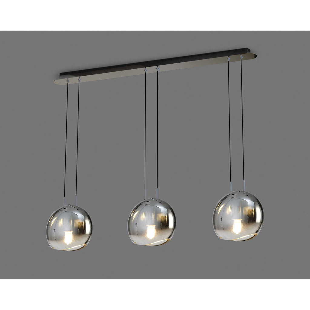 M6189 Lens Linear Pendant 3 Light Chrome Glass
