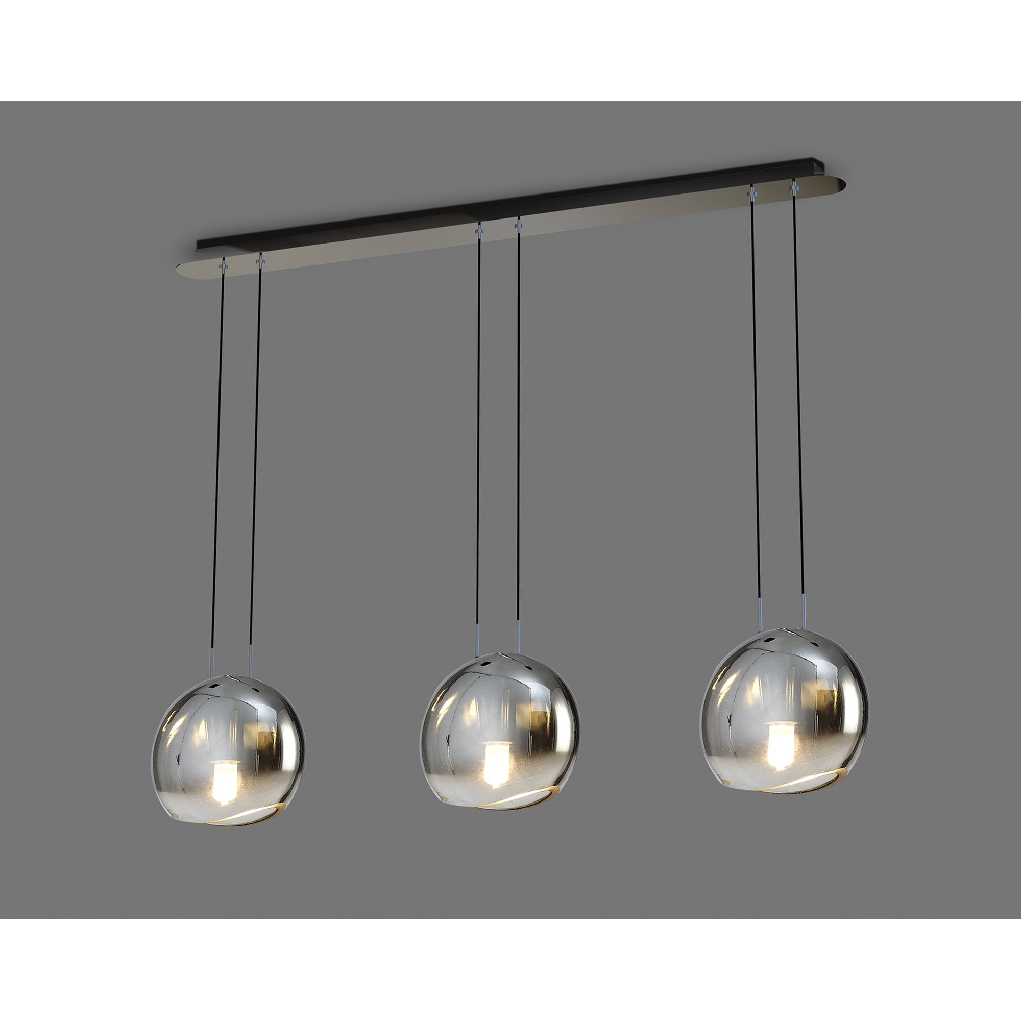 M6189 Lens Linear Pendant 3 Light Chrome Glass