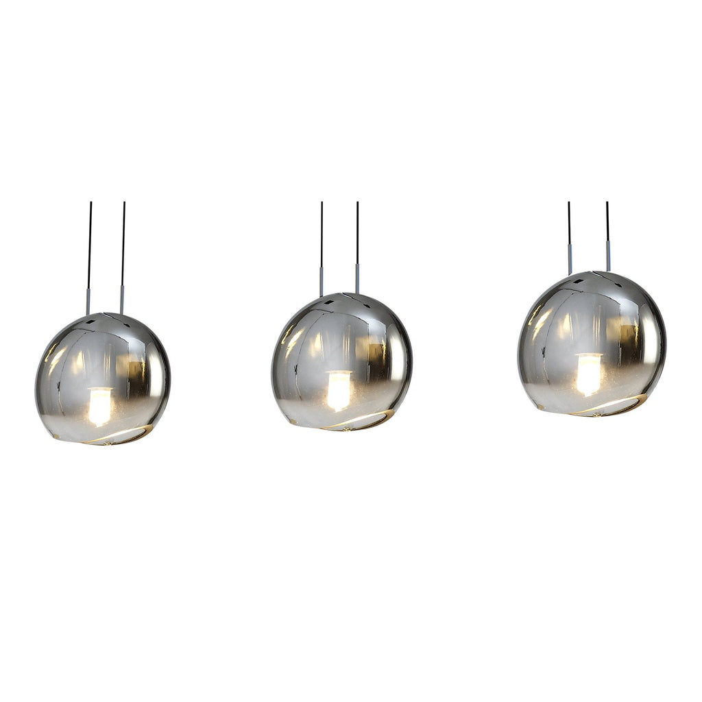 M6189 Lens Linear Pendant 3 Light Chrome Glass