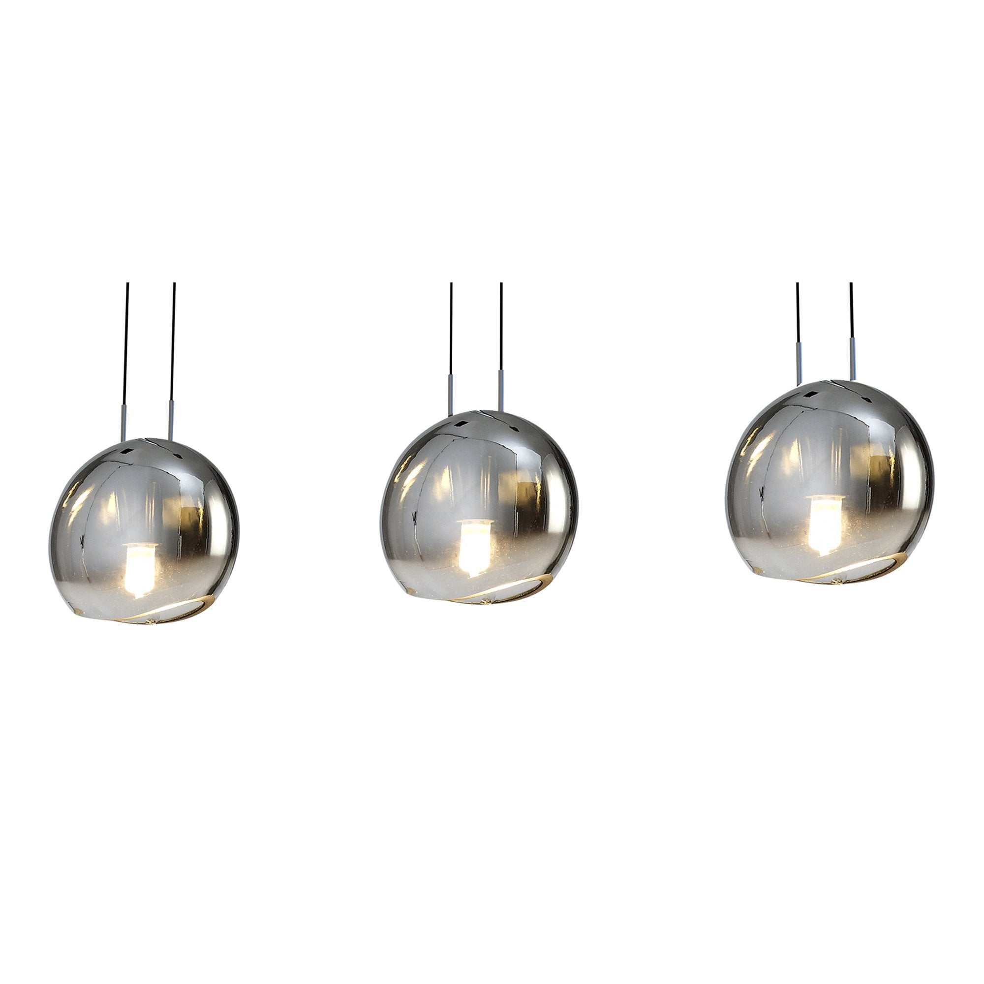 M6189 Lens Linear Pendant 3 Light Chrome Glass