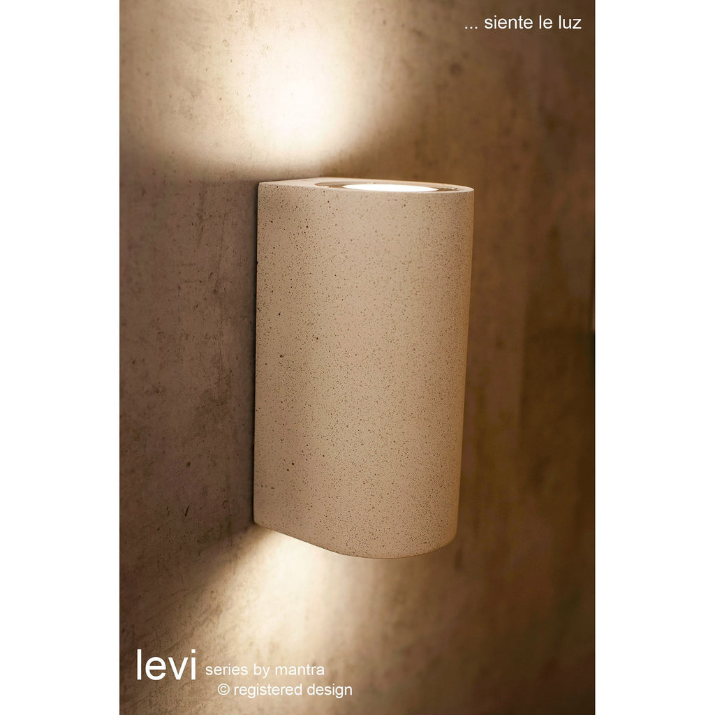 M7180 Levi Outdoor Round Wall Lamp 2 Light White Concrete