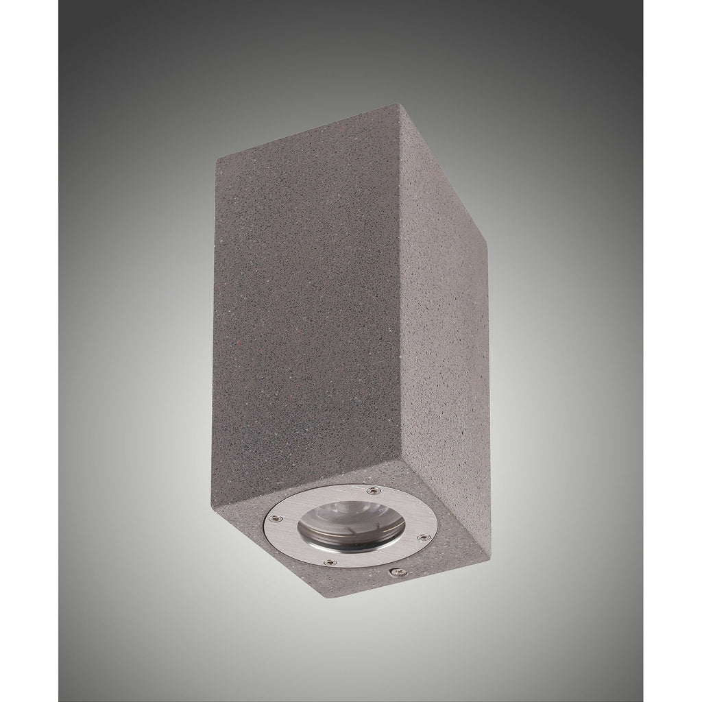 M7183 Levi Outdoor Rectangular Wall Lamp 2 Light Grey Concrete
