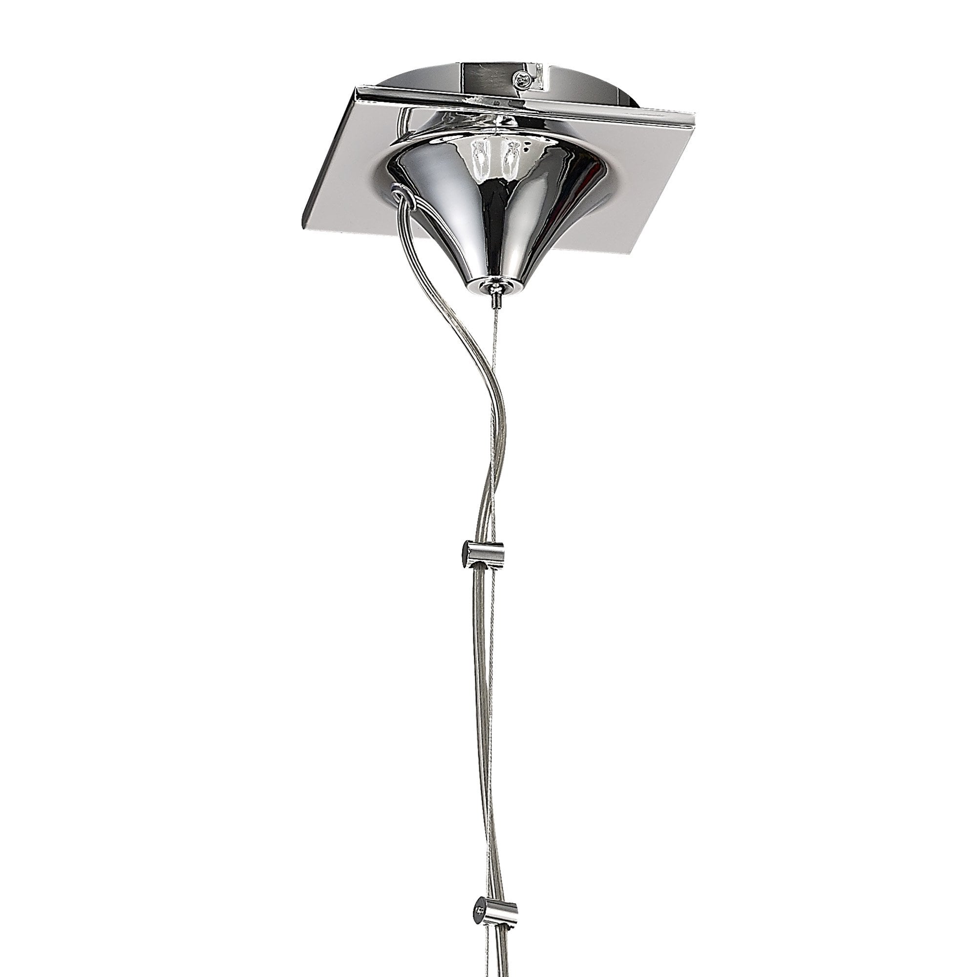 M5270 Louise Pendant 6 Light E27 White Shades Polished Chrome / Clear Crystal