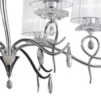 M5270 Louise Pendant 6 Light E27 White Shades Polished Chrome / Clear Crystal