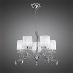 M5271 Louise Pendant 5 Light E27 White Shades Polished Chrome / Clear Crystal