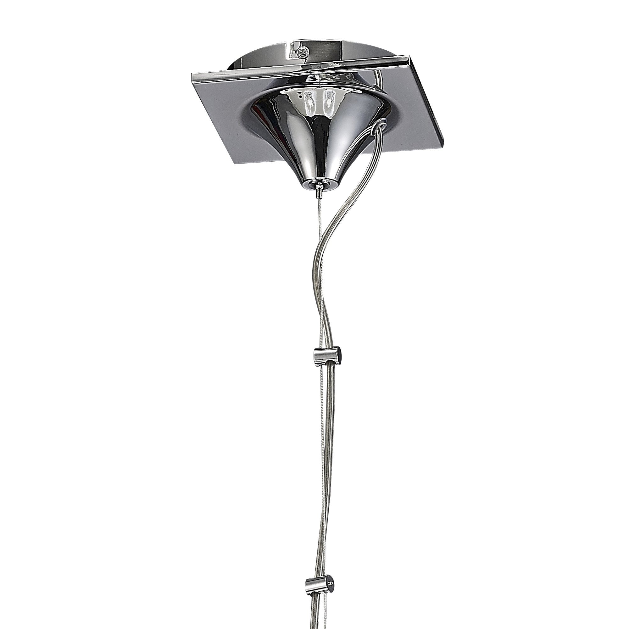 M5271 Louise Pendant 5 Light E27 White Shades Polished Chrome / Clear Crystal