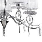 M5271 Louise Pendant 5 Light E27 White Shades Polished Chrome / Clear Crystal