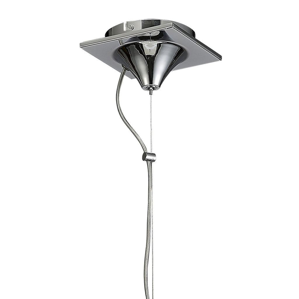 M5274 Louise Pendant 3 Light E27 Round White Shades Polished Chrome / Clear Crystal