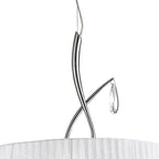 M5274 Louise Pendant 3 Light E27 Round White Shades Polished Chrome / Clear Crystal