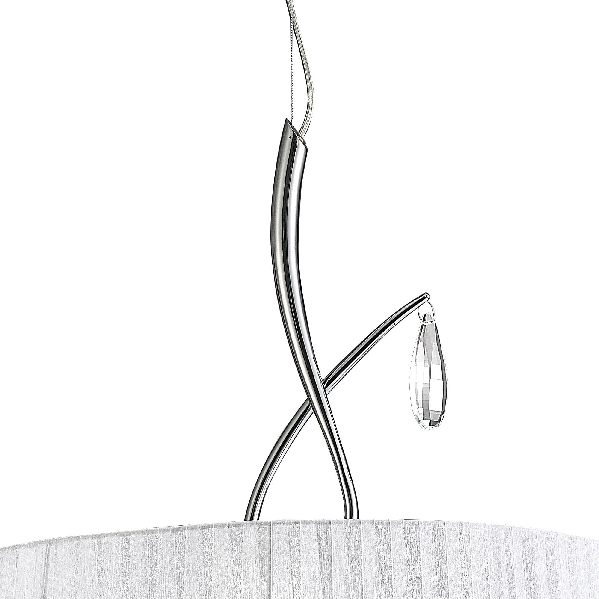 M5274 Louise Pendant 3 Light E27 Round White Shades Polished Chrome / Clear Crystal