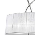 M5274 Louise Pendant 3 Light E27 Round White Shades Polished Chrome / Clear Crystal