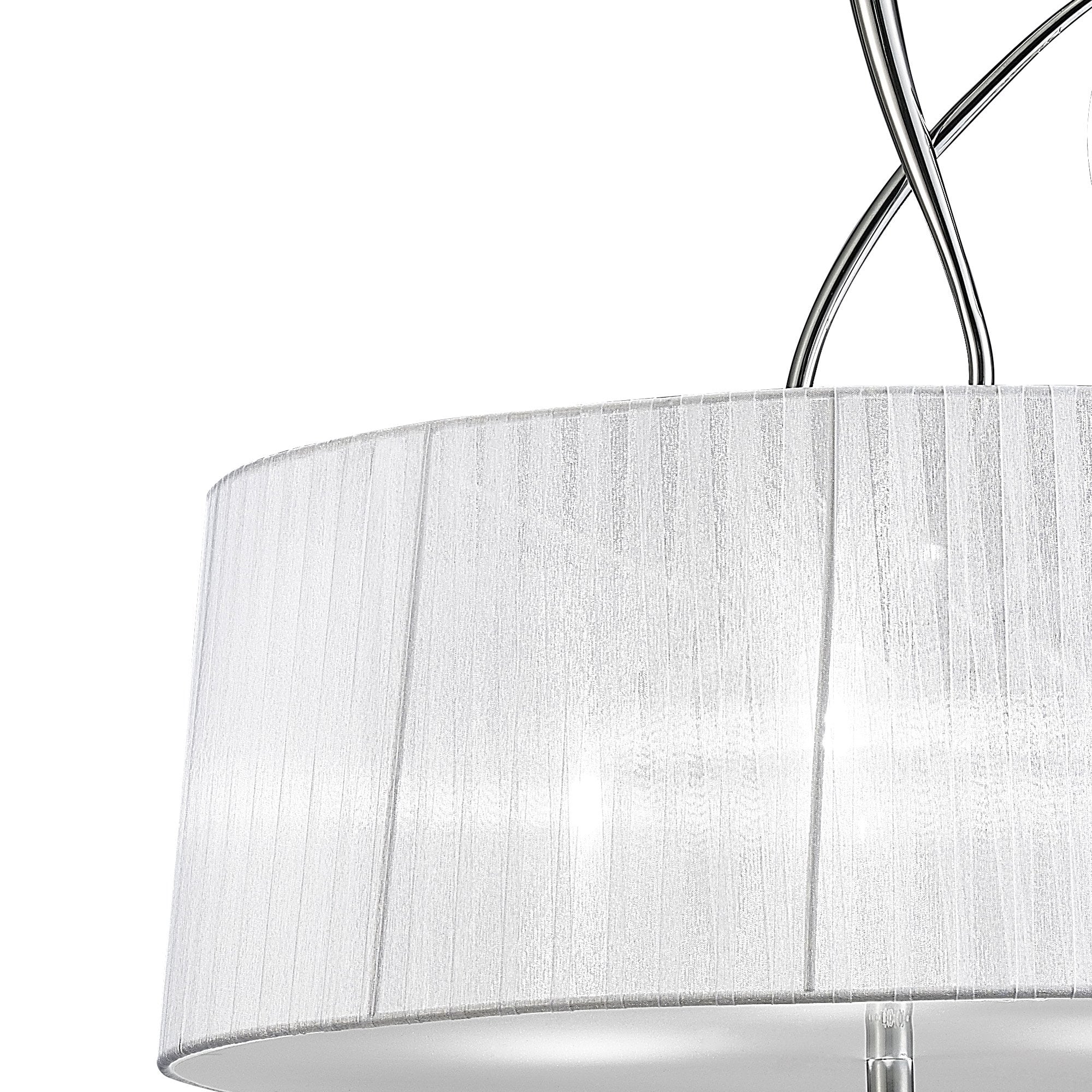 M5274 Louise Pendant 3 Light E27 Round White Shades Polished Chrome / Clear Crystal