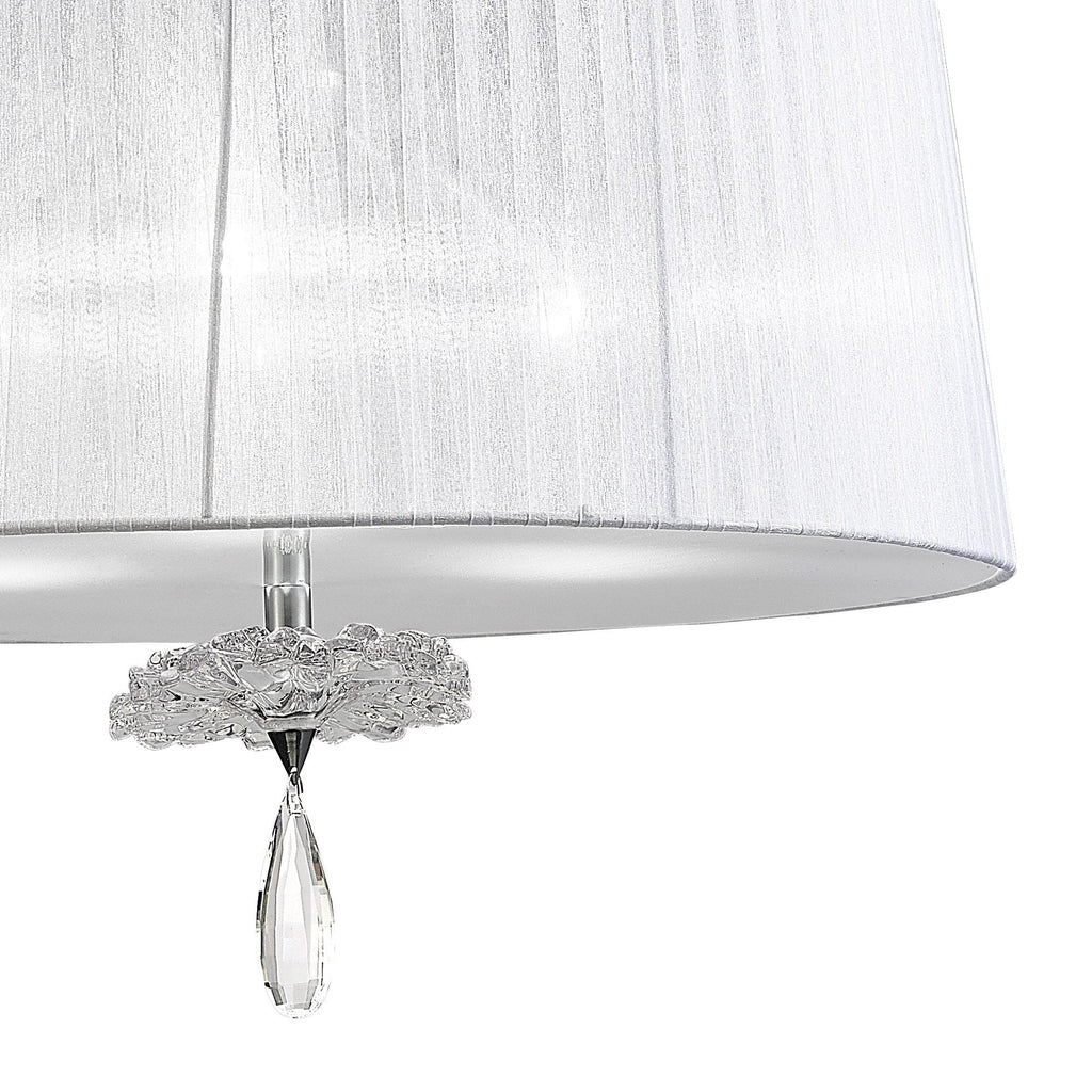 M5274 Louise Pendant 3 Light E27 Round White Shades Polished Chrome / Clear Crystal