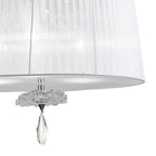 M5274 Louise Pendant 3 Light E27 Round White Shades Polished Chrome / Clear Crystal