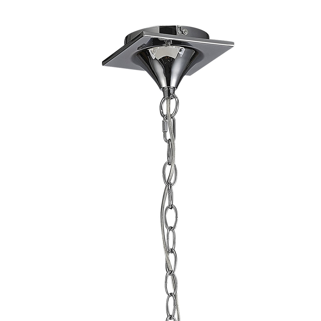 M5272 Louise Linear Pendant 2 Arm 4 Light E27 White Oval Shades Polished Chrome / Clear Crystal