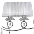 M5272 Louise Linear Pendant 2 Arm 4 Light E27 White Oval Shades Polished Chrome / Clear Crystal